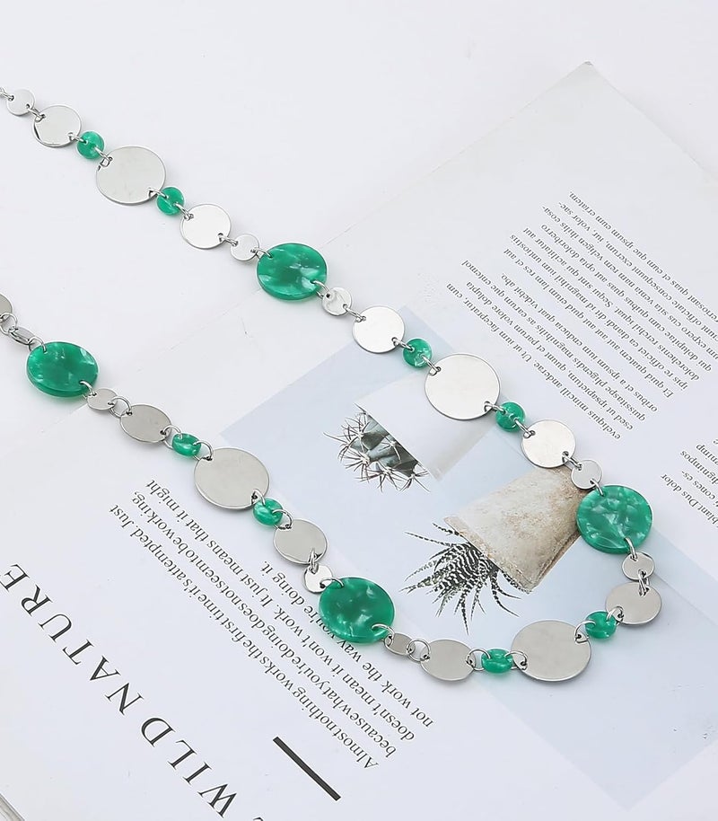 BULINLIN Layered Silver Long Necklace for Women Turquoise Stone Beaded Strand Sweater Chain Necklaces Fashion Costume Jewelry Gifts for Mom - Image 4